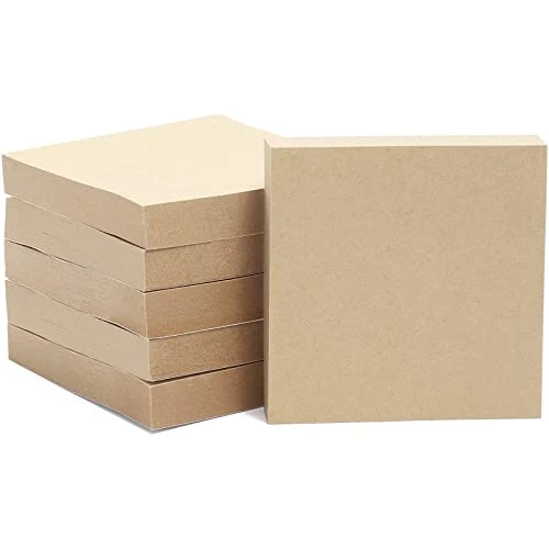 31I9jPT7nVL.jpg 6 Pack Kraft Paper Sticky Notes, Self-Adhesive Memo Notepad Set, 100 Sheets Per Pad (3 x 3 in) - Image 1