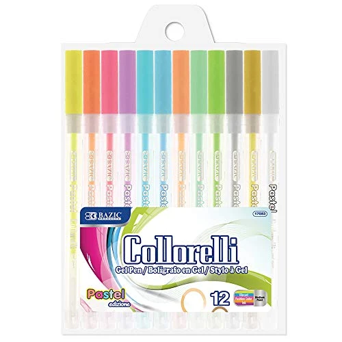 41IGUff1VVL.jpg BAZIC 12 Pastel Color Collorelli Gel Pen - Image 1