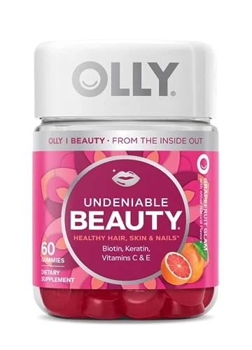 Version 1.0.0 OLLY Undeniable Beauty Gummy, For Hair, Skin, Nails, Biotin, Vitamin C, Keratin, Chewable Supplement, Grapefruit, 30 Day Supply - 60 Count - Image 1
