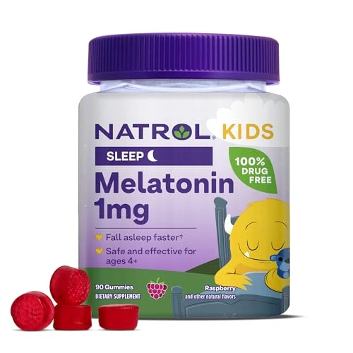 Version 1.0.0 Natrol Kids Melatonin 1mg, Supplement for Restful Sleep, Sleep Gummies for Children, 90 Raspberry-Flavored Melatonin Gummies, 90 Day Supply - Image 1