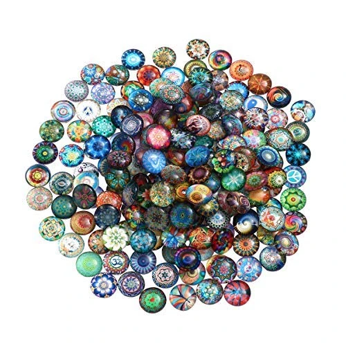 51I-aOWVkbL.jpg ULTNICE 200pcs Cabochons Round Mosaic Tiles for Crafts Glass Mosaic for Jewelry Making 12mm - Image 1