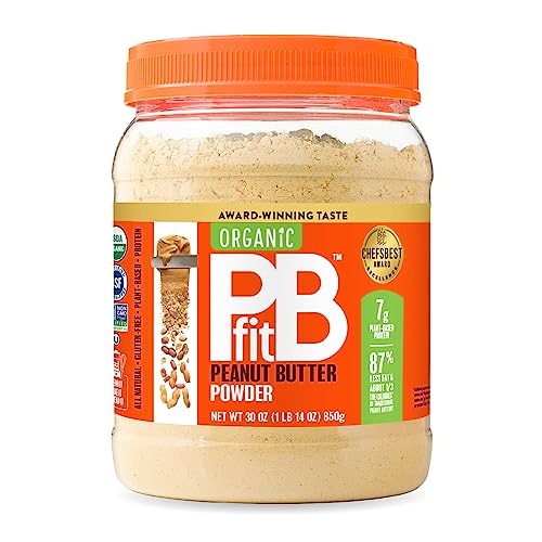 51KlwXBrUvL.jpg PBfit All-Natural Organic Peanut Butter Powder, Powdered Peanut Spread from Real Roasted Pressed Peanuts, 7g of Protein, 30 Ounce (Pack of 1) - Image 1