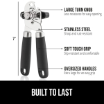 GORILLA GRIP Heavy Duty Stainless Steel Smooth Edge Manual Can Opener and Bottle Openers, Soft Comfortable Handle, Oversized Handheld Turn Knob, US Designed Multifunctional Kitchen Tool, Black - Image 9