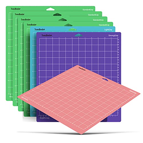 51ZSMoAlGCL.jpg TransWonder Cutting Mats for Cricut, 7 Pack Cutting Mat 12x12(LightGrip, StandardGrip, StrongGrip, FabricGrip) Variety Adhesive Sticky Cutting Mats for Cricut Accessories - Image 1