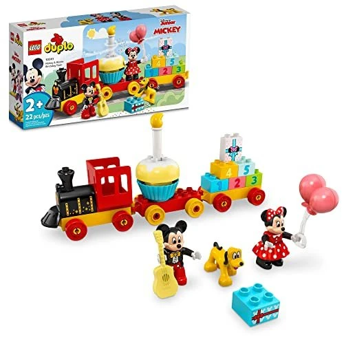 51kgHpDrV3L.jpg LEGO DUPLO Disney Mickey & Minnie Mouse Birthday Train 10941 - Building Toys for Toddlers with Number Bricks, Cake and Balloons, Early Learning and Motor Skill Toy, Great Gift for Girls, Boys Ages 2+ - Image 1