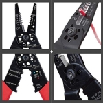 WGGE WG-015 Professional 8-inch Wire Stripper/Crimping Tool, Cable Cutter/Crimper, Wiring and Multi-Function Hand Tool, Red With Black - Image 7