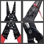 WGGE WG-015 Professional 8-inch Wire Stripper/Crimping Tool, Cable Cutter/Crimper, Wiring and Multi-Function Hand Tool, Red With Black - Image 7