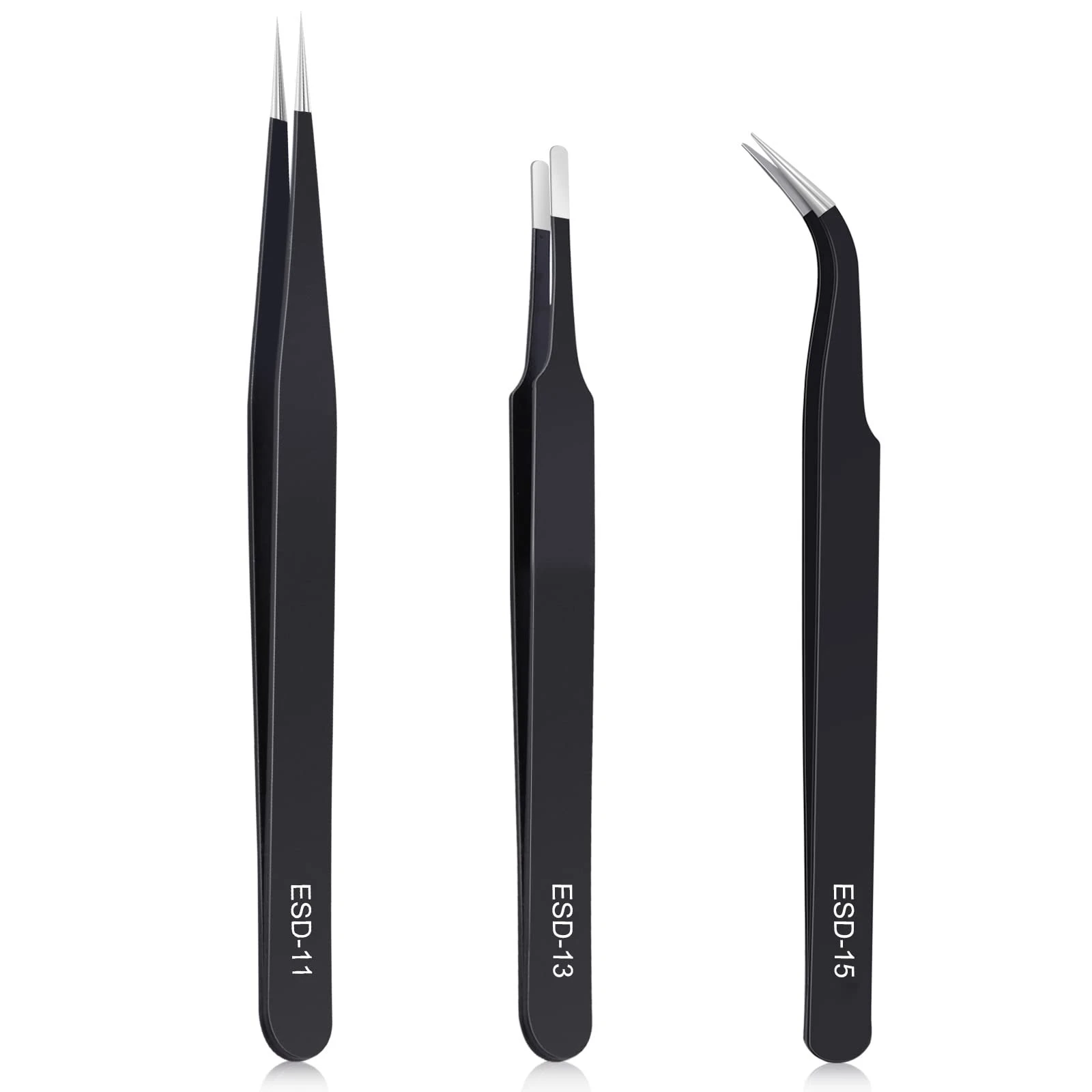 51mm8AGhv3L.jpg kaverme 3PCS Precision Tweezers Set, Upgraded Anti-Static Stainless Steel of Tweezers, for Electronics, Soldering, Laboratory Work, Jewelry-Making, Model, Craft - Image 1