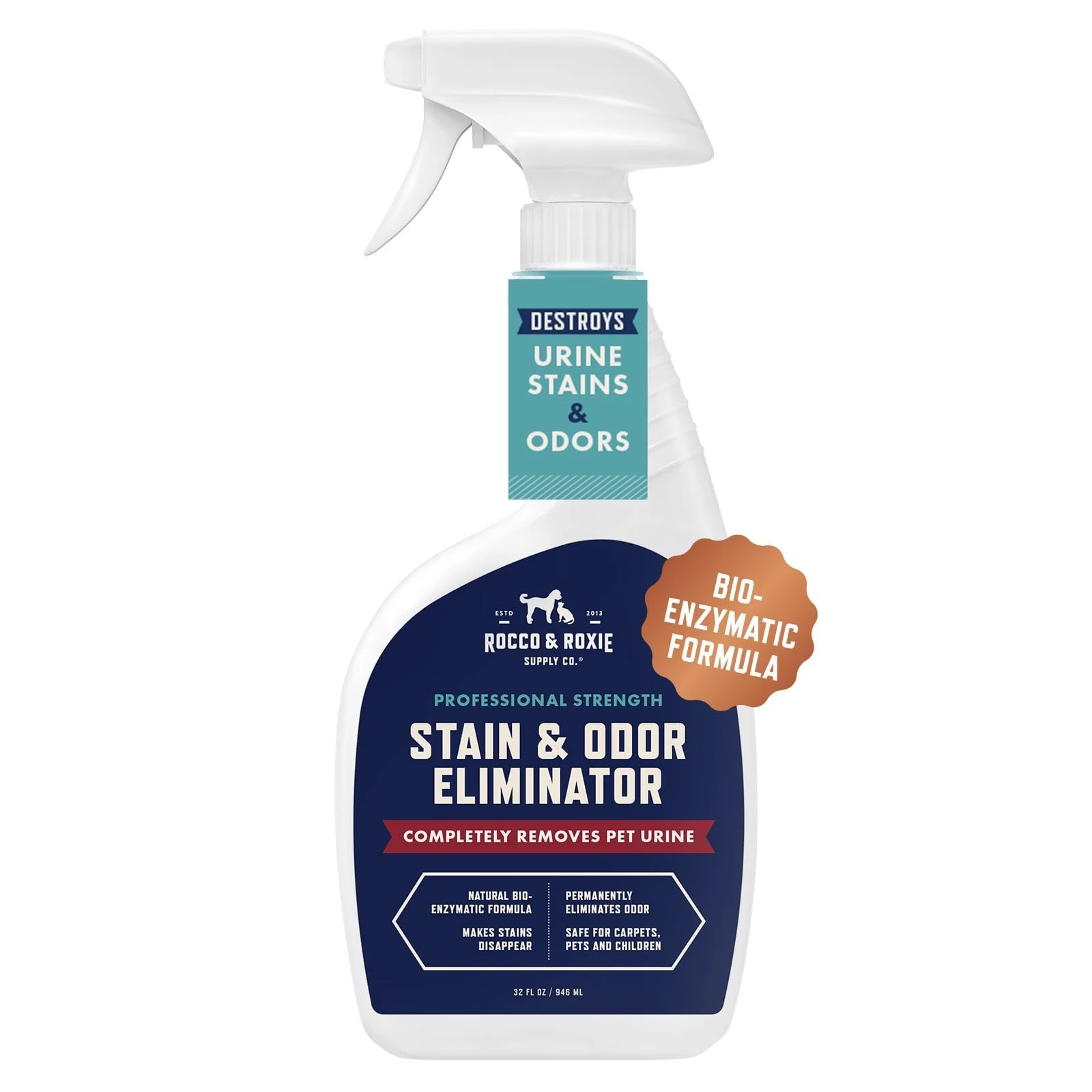 611T5GXwQXL.jpg Rocco & Roxie Supply Co. Stain & Strong Odor Eliminator, Enzyme Cleaner, Pet Odor Eliminator for Home - Carpet Stain Remover for Cats & Dog Pee - Urine Destroyer - Carpet Cleaner Spray Clear, 32 Fl Oz - Image 1