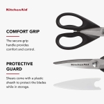 KitchenAid All Purpose Kitchen Shears with Protective Sheath Durable Stainless Steel Scissors, Dishwasher Safe, Soft Grip Comfort Handle, 8.72 Inch, Black - Image 9