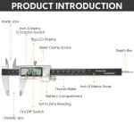 Digital Caliper Measuring Tool, 6 Inch Caliper Tool with Large LCD Screen, Easy Switch from Inch Millimeter Fraction, Stainless Steel Vernier Caliper Digital Micrometer for DIY/Household - Image 2