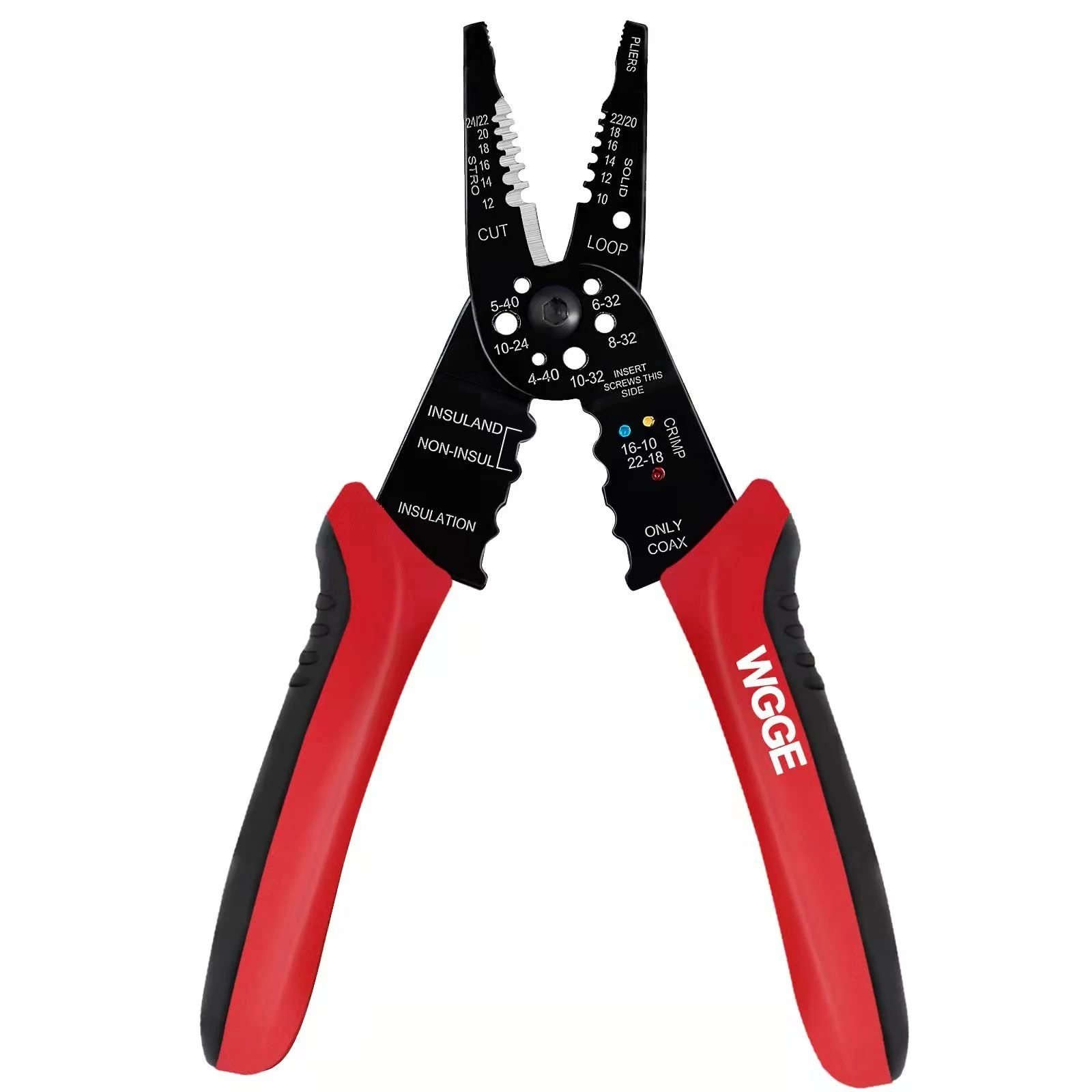 61OtPfu3CzL.jpg WGGE WG-015 Professional 8-inch Wire Stripper/Crimping Tool, Cable Cutter/Crimper, Wiring and Multi-Function Hand Tool, Red With Black - Image 1
