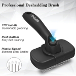 Dipoo Self Cleaning Shedding Brush - Skin Friendly Grooming Tool for Dogs, Cats, and Puppies, Deshedding and Hair Removal for Long and Short Haired Pets, Black - Image 7