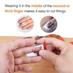 SLXDEX 2 Pcs Finger Guard for Cutting aid, Kitchen Tool, Stainless Steel Knife Protector, Adjustable Hand Protect Fingers, Avoid Hurting, Slicing and Chopping, Silver - Image 6