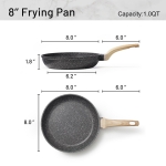 CAROTE Nonstick Frying Pan Skillet,Non Stick Granite Fry Pan Egg Pan Omelet Pans, Stone Cookware Chef's Pan, PFOA Free,Induction Compatible(Classic Granite, 8-Inch) - Image 8