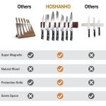 HOSHANHO Magnetic Knife Strips, Magnetic Knife Holder for Wall 16 Inch, Acacia Wood Knife Magnetic Strip Use as Knife Bar, Knife Holder for Kitchen Utensil Organizer - Image 5