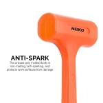 NEIKO 02847A 2 LB Dead Blow Hammer, Neon Orange | Unibody Molded | Checkered Grip | Spark and Rebound Resistant - Image 4