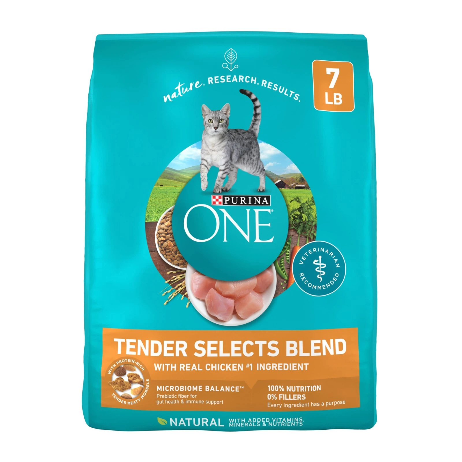 71-d1vdFEbL.jpg Purina ONE Natural Dry Cat Food, Tender Selects Blend With Real Chicken - 7 lb. Bag - Image 1