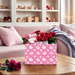 BOAMAU Kid Large Valentine's Day Basket Heart Cute Empty Gift Basket for Girlfriend Love Room Decor Storage Basket (Pink Leopard Print Heart) - Image 4
