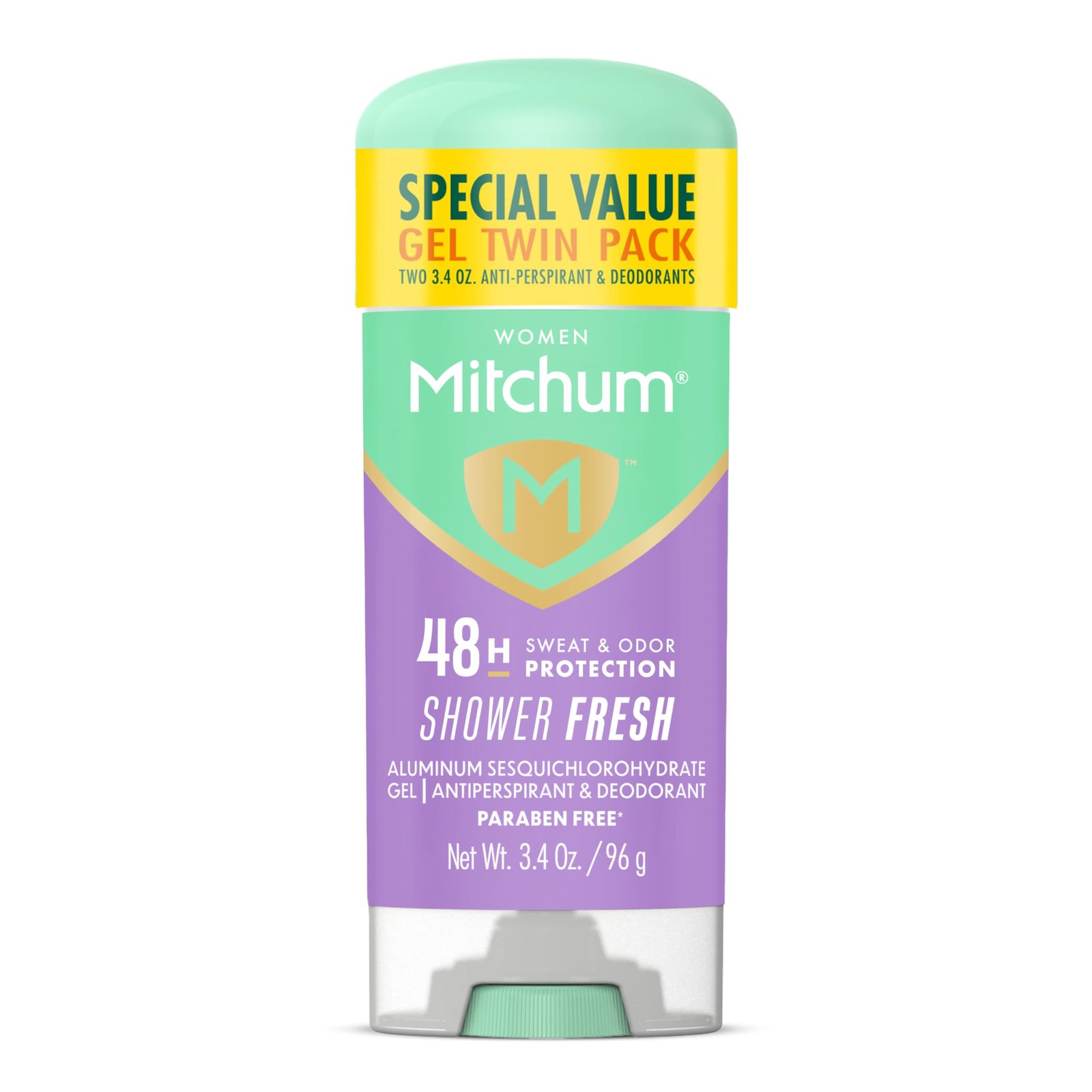 711Fbu1oenL.jpg Mitchum Women’s Antiperspirant Deodorant Gel Stick, Shower Fresh Scent, 48HR Sweat & Odor Protection, Triple Odor Defense, Alcohol-Free, 3.4 oz (Pack of 2) - Image 1