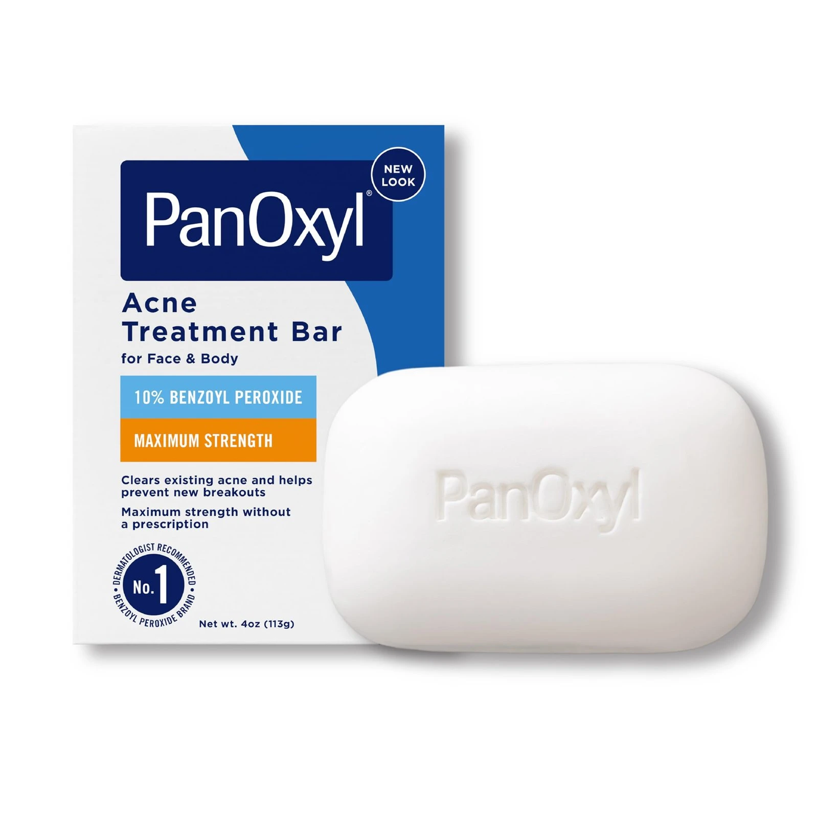 711yqRxDF9L.jpg PanOxyl Acne Treatment Bar with 10% Benzoyl Peroxide, Maximum Strength Bar Soap for Face, Chest and Back, Benzoyl Peroxide Soap Body Wash, Vegan, For Acne Prone Skin, 4 oz - Image 1