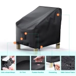 BROSYDA Patio Chair Covers for Outdoor Furniture Waterproof 2 Pack, Lawn Chair Covers 600D Heavy Duty Oxford Cloth, Large Covers for Lounge Lawn Deep Seat Black 38" W x 31" D x 29" H - Image 3