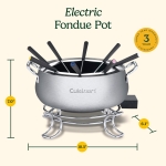 Cuisinart Fondue Pot Set, 3-Quart Stainless Steel Electric Fondue Pot for Chocolate, Cheese, Broth, and Oil, Includes 8 Forks, Temperature Control, Nonstick Interior, Dishwasher Safe, CFO-3SSNAS - Image 2