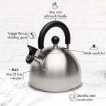 Primula Stewart Whistling Stovetop Tea Kettle Food Grade Stainless Steel, Hot Water Fast to Boil, Cool Touch Folding, 1.5-Quart, Brushed with Black Handle - Image 8