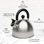 Primula Stewart Whistling Stovetop Tea Kettle Food Grade Stainless Steel, Hot Water Fast to Boil, Cool Touch Folding, 1.5-Quart, Brushed with Black Handle - Image 8
