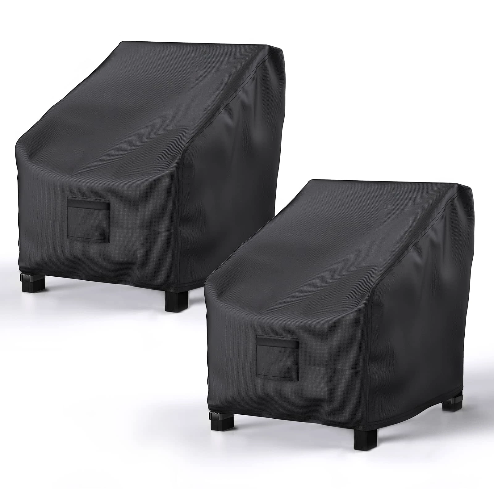 Version 1.0.0 BROSYDA Patio Chair Covers for Outdoor Furniture Waterproof 2 Pack, Lawn Chair Covers 600D Heavy Duty Oxford Cloth, Large Covers for Lounge Lawn Deep Seat Black 38" W x 31" D x 29" H - Image 1