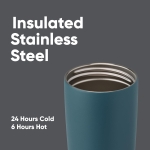 Owala SmoothSip Slider Insulated Stainless Steel Coffee Tumbler, Reusable Iced Coffee Cup, Hot Coffee Travel Mug, BPA Free 20 oz, Grey/Blue (High Dive) - Image 3