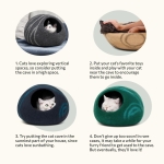 MEOWFIA Cat Cave – Premium Felt Cat Bed for Indoor Cats, Handmade Merino Wool (Light Grey, Medium) - Image 2