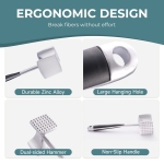 KITEXPERT Meat Tenderizer Hammer with Comfortable-Grip Handle, Dual-side Mallet for Kitchen, Heavy Duty Pounder For Tenderizing Steak, Beef and Fish - Image 5