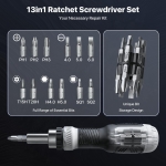 Wesdut 13-in-1 Ratchet Screwdriver Set Tool All in One, [Built to Last] Multi Screw Driver Set Kit, Flat Head, Philips, Torx, Hex, Square, Repair Kit, Man Gift Nut Driver - Image 7