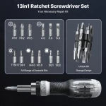 Wesdut 13-in-1 Ratchet Screwdriver Set Tool All in One, [Built to Last] Multi Screw Driver Set Kit, Flat Head, Philips, Torx, Hex, Square, Repair Kit, Man Gift Nut Driver - Image 7