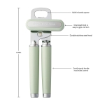 KitchenAid Classic Multifunction Can Opener and Bottle Opener Easy to Use, Razor Sharp Stainless Steel Cutting Wheel, Soft Ergonomic Handles, Pistachio - Image 5