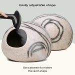 MEOWFIA Cat Cave – Premium Felt Cat Bed for Indoor Cats, Handmade Merino Wool (Light Grey, Medium) - Image 4