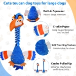 Homounter Squeaky Dog Toys for Large Dogs, Tough Tug of War Puppy Toy, Cute Animal Design Plush Dog Toys with Crinkle Paper, Dog Chew Toys for Small, Medium and Large Dogs - Image 7
