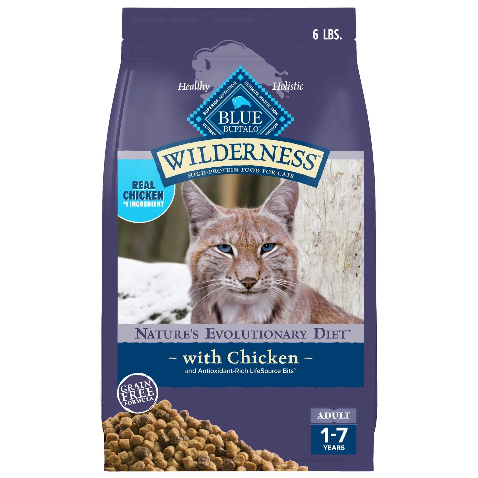 71VQSKs4bL.jpg Blue Buffalo Wilderness Nature's Evolutionary Diet High-Protein, Grain-Free Natural Dry Food for Adult Cats, Chicken, 6-lb. Bag - Image 1