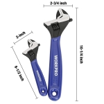 WORKPRO 2-Piece Adjustable Wrench Set, 6-Inch & 10-Inch Wide Jaw Black Oxide Wrench, Cr-V Steel, Metric & SAE Scales, Max Jaw Opening 15/16" & 1-5/16", for Home Repairs, Plumbing, Garage Work - Image 5