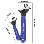 WORKPRO 2-Piece Adjustable Wrench Set, 6-Inch & 10-Inch Wide Jaw Black Oxide Wrench, Cr-V Steel, Metric & SAE Scales, Max Jaw Opening 15/16" & 1-5/16", for Home Repairs, Plumbing, Garage Work - Image 5