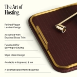 Preston Lane Mayfair Decorative Tray – Vegan Leather with Woven Texture, Brushed Brass Handles – Serving, Dresser & Coffee Table Tray, Espresso - Image 4