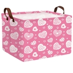 BOAMAU Kid Large Valentine's Day Basket Heart Cute Empty Gift Basket for Girlfriend Love Room Decor Storage Basket (Pink Leopard Print Heart)