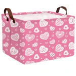 BOAMAU Kid Large Valentine's Day Basket Heart Cute Empty Gift Basket for Girlfriend Love Room Decor Storage Basket (Pink Leopard Print Heart)