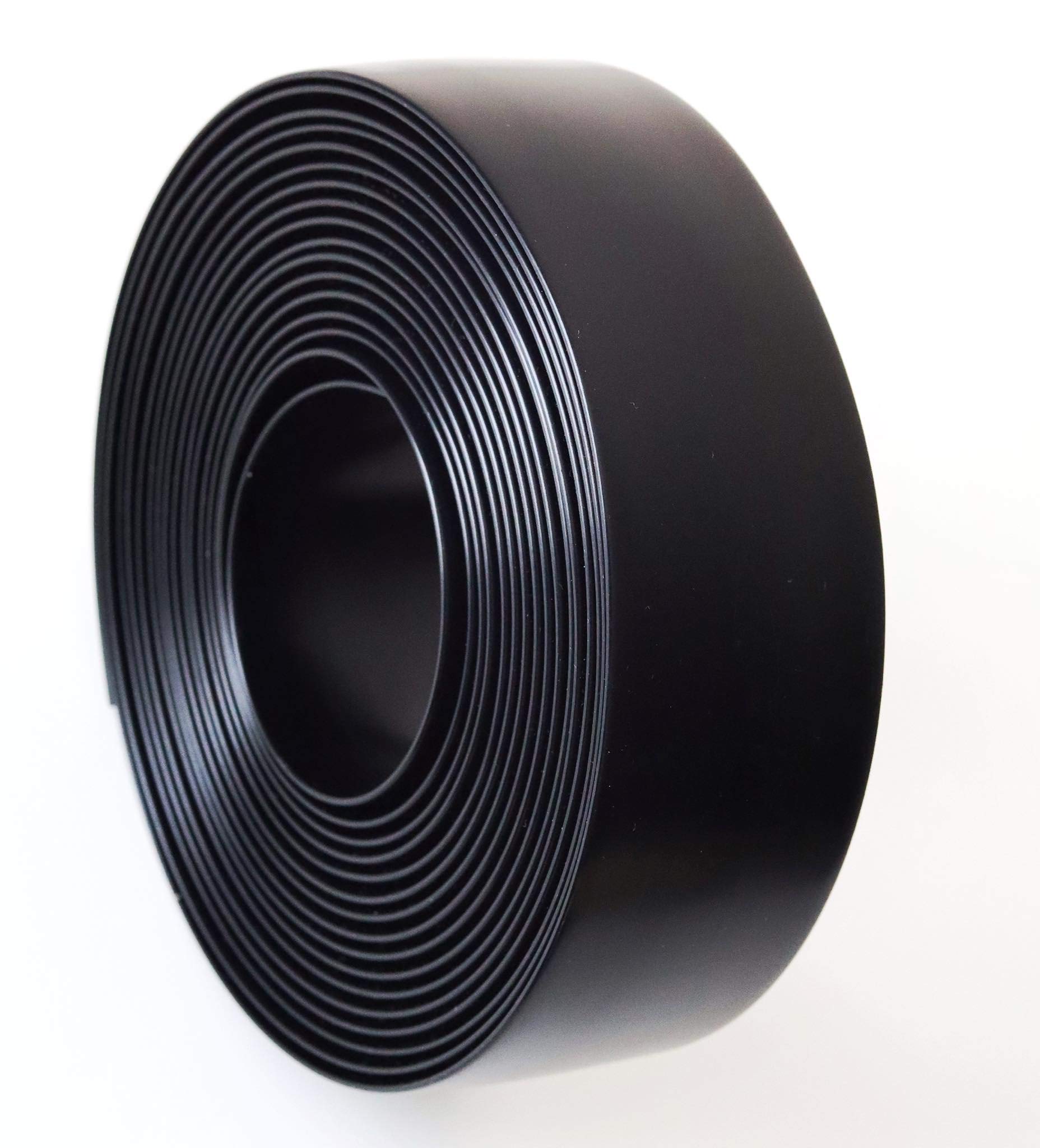 KOMORAX Black 2" Wide 20' Length Chair Vinyl Strap Strapping for Patio Lawn Garden Outdoor Furniture Matte Finish Color