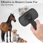 Dipoo Self Cleaning Shedding Brush - Skin Friendly Grooming Tool for Dogs, Cats, and Puppies, Deshedding and Hair Removal for Long and Short Haired Pets, Black - Image 3