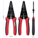 WGGE WG-015 Professional 8-inch Wire Stripper/Crimping Tool, Cable Cutter/Crimper, Wiring and Multi-Function Hand Tool, Red With Black - Image 6