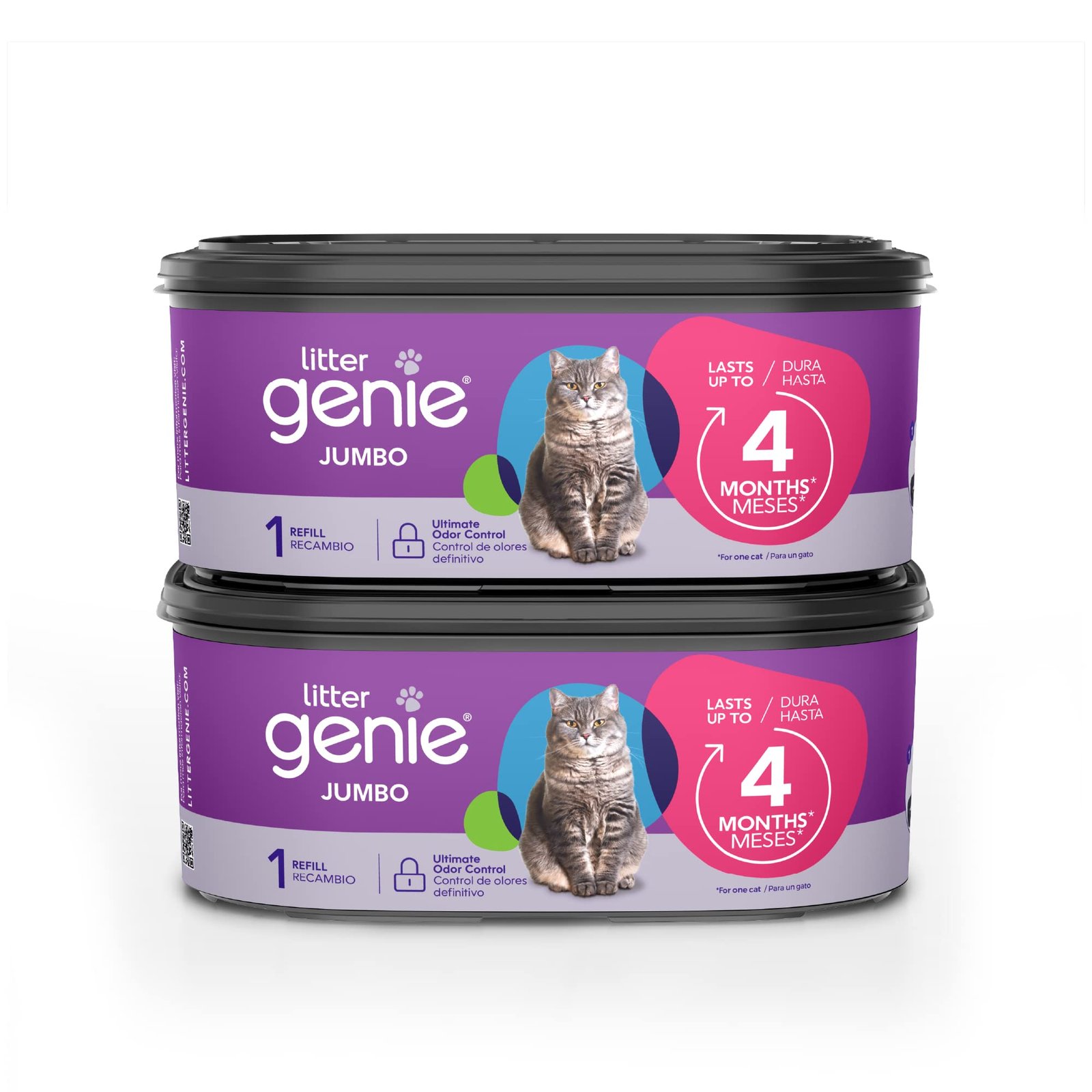 71fnzzVeUL.jpg Litter Genie Refill Bags | Jumbo 2-Pack, 56 Total ft | Up to 8 Months of Supply in 2 cartridges | Ultimate Odor Control Cat Litter Bags - Image 1