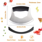 XoYoZo Salad Chopper Mezzaluna Knife with Protective Cover and Anti-Slip Handle - Stainless Steel Vegetable Cutter, Onion Chopper, Pizza Cutter - Image 3