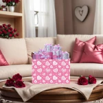 BOAMAU Kid Large Valentine's Day Basket Heart Cute Empty Gift Basket for Girlfriend Love Room Decor Storage Basket (Pink Leopard Print Heart) - Image 2